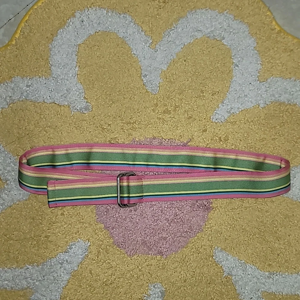 Lands End belt striped multicolored retro vintage colorful 90's girls Medium
